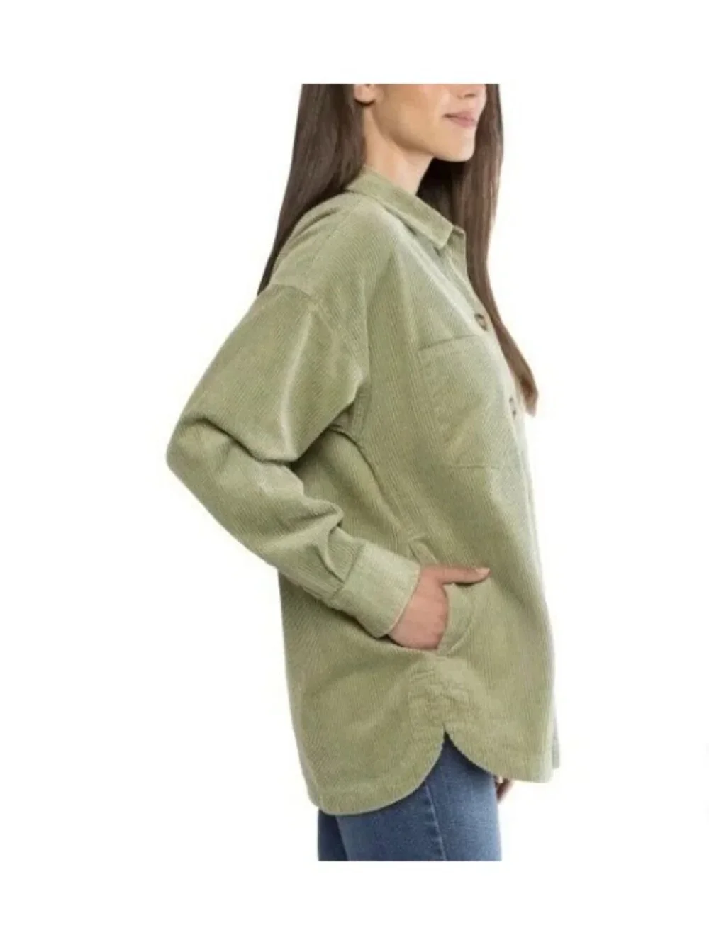 NWT Matty M Women's Size L Green Corduroy Shirt Jacket B1512